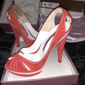 Jessica Rabbit Red suede pumps size 6.5 by Sacco